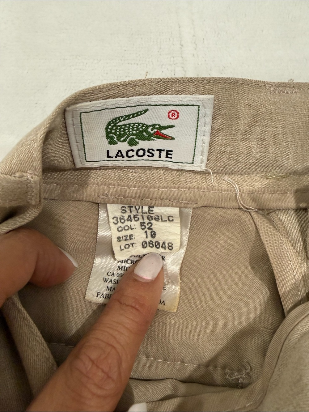 Vintage Lacoste Pleated Bermuda Colette Shorts Beige Tan Old Money Size 10 - Picture 5 of 12